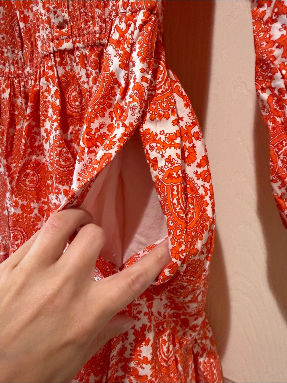 Orange and white J. Crew dress with pockets - Picture 3 of 6